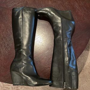 Via Spiga knee-high leather boots w/ wedge heel